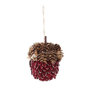 Enfeite de Pendurar - Nozes de Pinha Vinho Glitter - 10x8cm - 1 unidade - Cromus - Rizzo