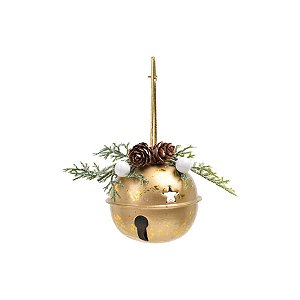 Enfeite de Pendurar - Sino Redondo Dourado - 7x13cm - 1 unidade - Cromus - Rizzo