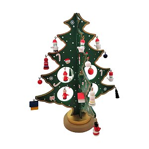 Enfeite de Madeira Árvore de Natal Verde Mod.1 - 25,5cm - 1 unidade - Rizzo