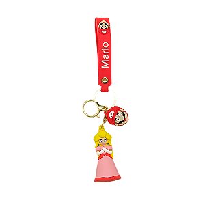 Chaveiro com Alça Vermelha - Princesa Peach - 7cm - 1 unidade - Rizzo