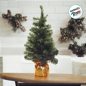 Mini Pinheiro de Natal com Base Dourado - 65cm - 1 unidade - Cromus - Rizzo
