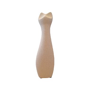 Escultura Gato de Cerâmica Bege - 21,5x6x6cm - 1 unidade - Rizzo