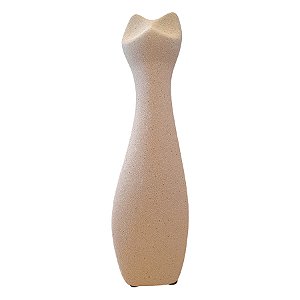 Escultura Gato de Cerâmica G Bege - 31x7x9cm - 1 unidade - Rizzo
