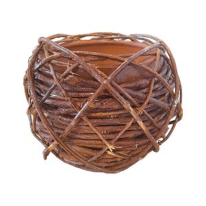 Bacia de Cerâmica com Cipo Rustico Marrom G - 22x15cm - 1 unidade - Rizzo