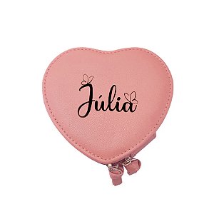 Mini Porta Joias Coração Personalizado - Nome com Borboleta - Rosa - 1 unidade - Rizzo