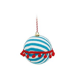 Bolas De Natal Listrada/Gomos - Azul Branca e Vermelha - 10cm - 4 unidades - Cromus - Rizzo