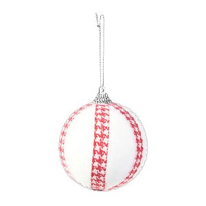 Bola de Natal - Branco Listrado - 8cm - 6 unidades - Cromus - Rizzo