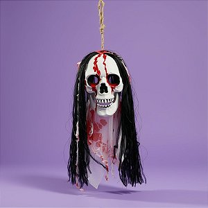 Enfeite Decorativo Halloween - Caveira Cabeludo Zyam - 57cm - 1 unidade - Cromus - Rizzo