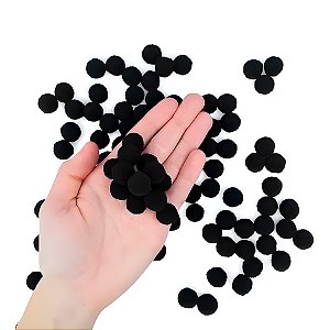 Pompom Decorativo Preto - 14mm - 100 unidades - Rizzo