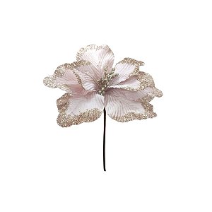 Poinsetia Decorativa De Natal - Rose Com Glitter - 25cm - 1 unidade - Rizzo