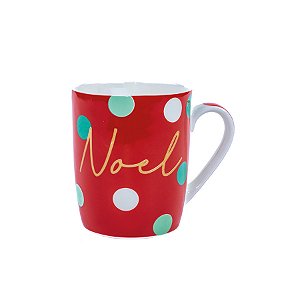 Caneca de Cerâmica Noel - Vermelho/Verde/Branco - 440ml - 1 unidade - Cromus - Rizzo
