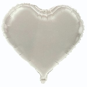 Balão de Festa Metalizado 18"45cm - Coração Prata - 1 unidade - Partiufesta - Rizzo