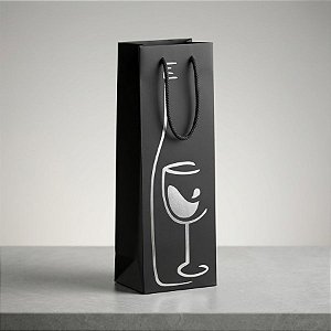 Sacola de Papel para Bebida Metalizada - Prata - 36x12x9cm - 1 unidade - Partiufesta - Rizzo