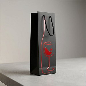 Sacola de Papel para Bebida Metalizada - Vermelha - 36x12x9cm - 1 unidade - Partiufesta - Rizzo