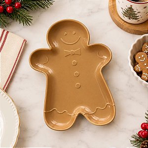 Bandeja Decorativa - Biscoito Gingerbread - Ocre - 20x15cm - 1 unidade - Só Boleiras - Rizzo