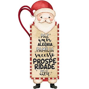 Decor Home Tag ''Papai Noel Paz e Amor'' - 5,5x16,6cm - Ref. DHTN-025 - 1 unidade - Litoarte - Rizzo