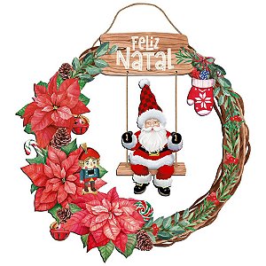 Enfeite de Porta ''Guirlanda Feliz Natal'' - 33x37cm - Ref. DHN-074 - 1 unidade - Litoarte - Rizzo