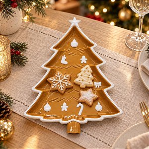 Bandeja Decorativa Premium - Biscoito Pinheiro Branco - 20x25cm - 1 unidade - Só Boleiras - Rizzo