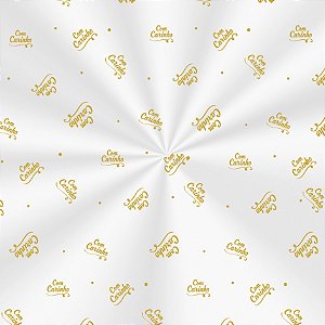 Saco Decorado Carinho Ouro - 11x19,5cm - 100 unidades - Cromus - Rizzo Embalagens