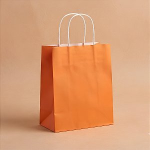 Sacola de Papel P Laranja - 21,5x15x8cm - 10 unidades - Cromus - Rizzo Embalagens