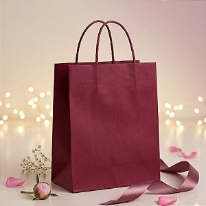 Sacola de Papel P Marsala - 21,5x15x8cm - 10 unidades - Cromus - Rizzo Embalagens