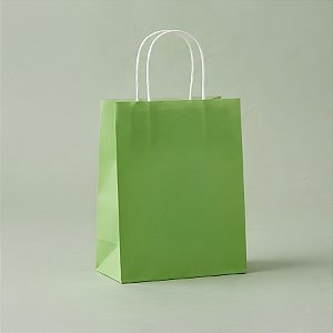 Sacola de Papel P Verde Claro - 21,5x15x8cm - 10 unidades - Cromus - Rizzo Embalagens