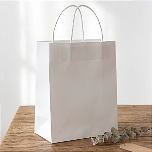 Sacola de Papel M 26x19,5x9,5cm - Branco - 10 unidades - Cromus - Rizzo Embalagens