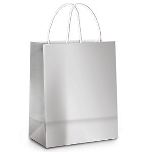 Sacola de Papel M 26x19,5x9,5cm - Prata Metalizado - 10 unidades - Cromus - Rizzo