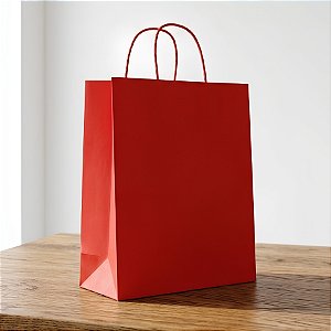 Sacola de Papel GG Vermelho - 39x32x16cm - 10 unidades - Cromus - Rizzo Embalagens