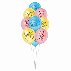 Balao de Festa Decorado 9'' 23cm - Bob Esponja Core - 25 unidades - Regina - Rizzo