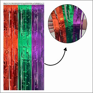 Cortina Decorativa Larga Metalizada Multicolor - 60cm x 2,35m  - 1 unidade - Rizzo