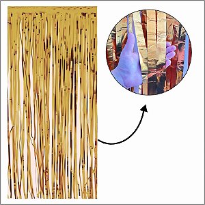 Cortina Decorativa Larga Metalizada Dourada - 60cm x 2,35m  - 1 unidade - Rizzo