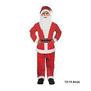 Fantasia Completa De Papai Noel De Natal Infantil - 12 a 14 Anos - 1 unidade - Rizzo