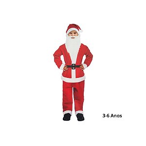 Fantasia Completa De Papai Noel De Natal Infantil - 3 a 6 Anos - 1 unidade - Rizzo