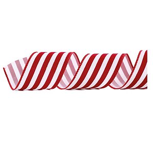Fita Decorativa Aramada - Listrada Branco e Vermelho - 6,3x914cm - 1 unidade - Cromus - Rizzo