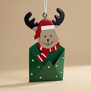 Enfeite para Pendurar Envelope - Rena de Natal - 11x6cm - 1 unidade - Cromus - Rizzo
