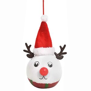 Bola de Natal com led - Rena de Natal - 8cm - 1 unidade - Cromus - Rizzo