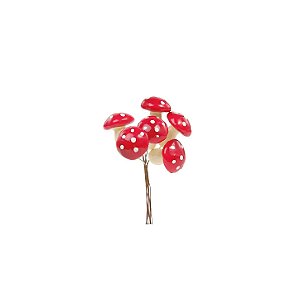 Pick Decorativo De Natal - Cogumelos Decorativo Vermelho e Branco - 13cm - 1 unidade - Cromus - Rizzo