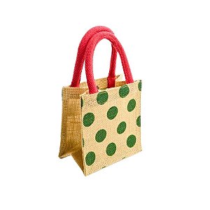 Bolsa De Natal De Juta - Verde, Cru e Vermelho - 15x15cm - 1 unidade - Cromus - Rizzo