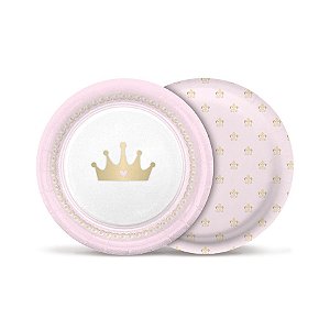 Prato Festa Reinado da Princesa Rosa - 18Cm - 8 unidades - Cromus - Rizzo Festas