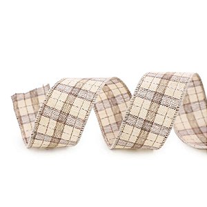 Fita Decorativa Aramada - Xadrez Marrom - 3,8x914cm   - 1 unidade - Cromus - Rizzo