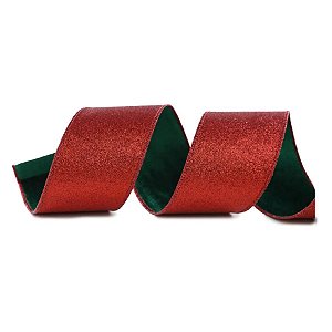 Fita Decorativa Aramada - Vermelho com Glitter - 6,3x914cm   - 1 unidade - Cromus - Rizzo