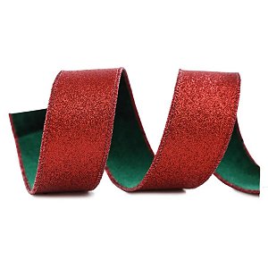 Fita Decorativa Aramada - Vermelho Trabalhado - 3,8x914cm   - 1 unidade - Cromus - Rizzo