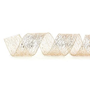 Fita Decorativa Aramada - Ouro com Glitter - 6,3x914cm   - 1 unidade - Cromus - Rizzo