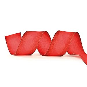 Fita Decorativa Aramada - Vermelho com Glitter - 6,3x914cm   - 1 unidade - Cromus - Rizzo