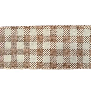 Fita Decorativa Aramada - Xadrez Marrom e Branco - 6,3x914cm   - 1 unidade - Cromus - Rizzo