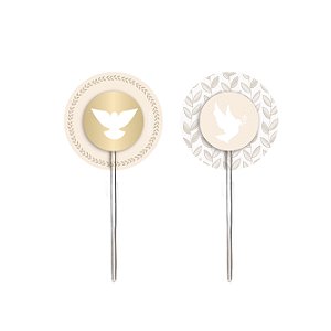 Pick Decorativo Festa Batizado - 12 unidades - Cromus - Rizzo Festas