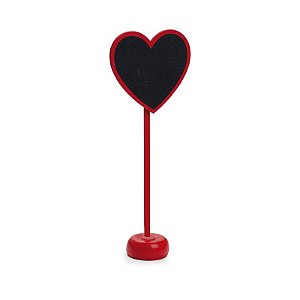 Lousa para Personalizar Coração com Apoio Vermelho - 01 unidade - Cromus - Rizzo Festas