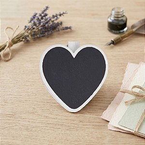 Lousa para Personalizar Prendedor Coração Branco - 06 unidades - Cromus - Rizzo Festas