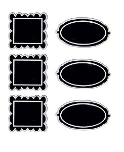 Lousa para Personalizar Adesiva Borda Preto e Branco - 06 unidades - Cromus - Rizzo Festas
